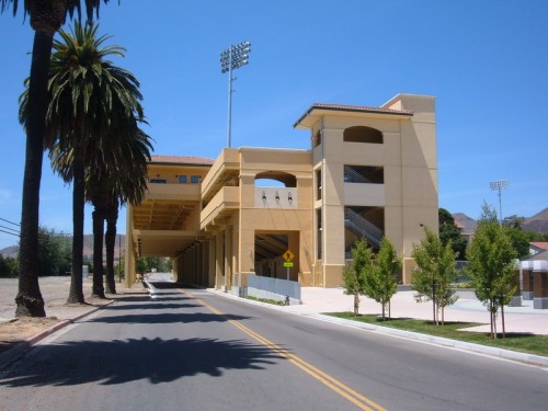 Spanos Stadium spans California Blvd.